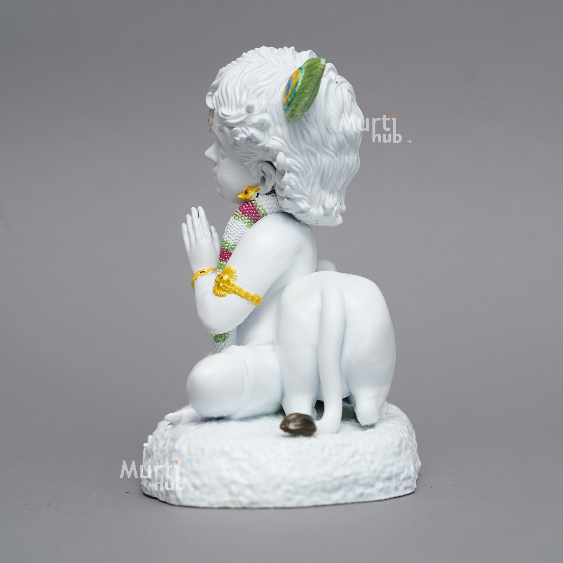 White Baal Krishna with Cow – Divine Calm Idol for Gift & Decor