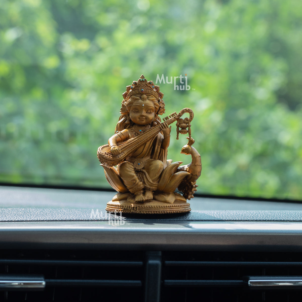 Baal Saraswati Idol for Car Dashboard – Goddess of Wisdom & Learning