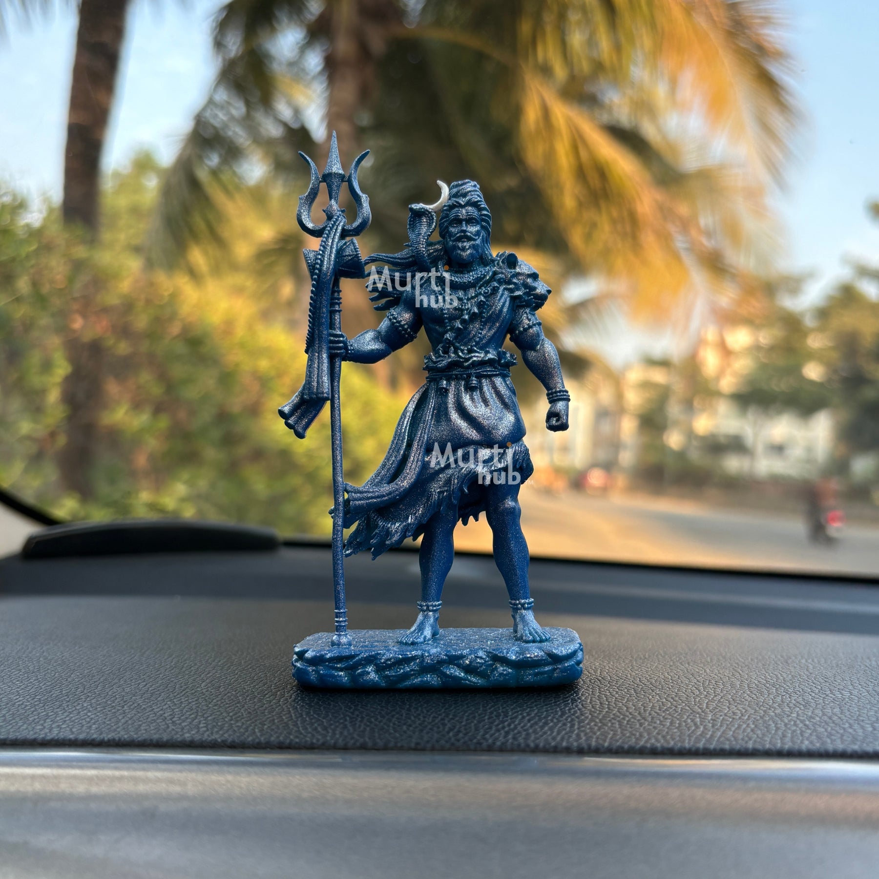Shiva โ The Protector | Standing Mahadev Idol for Car Dashboard | Gold Black