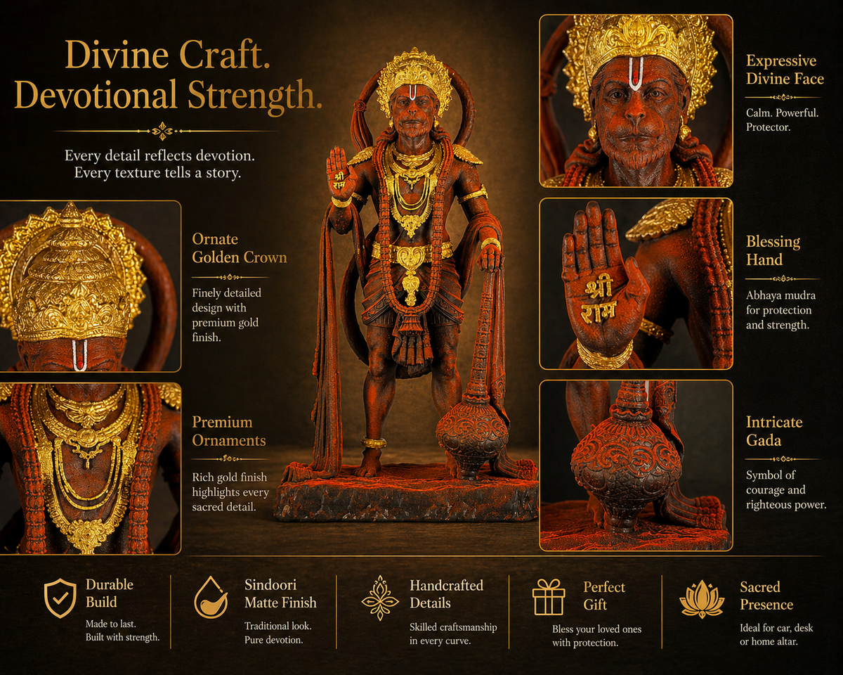 Bajrang Bali Hanuman | Premium Matte Sindoori Idol