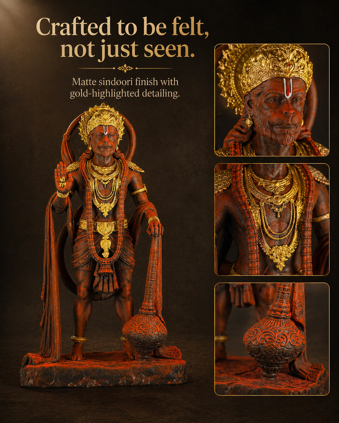 Bajrang Bali Hanuman | Premium Matte Sindoori Idol
