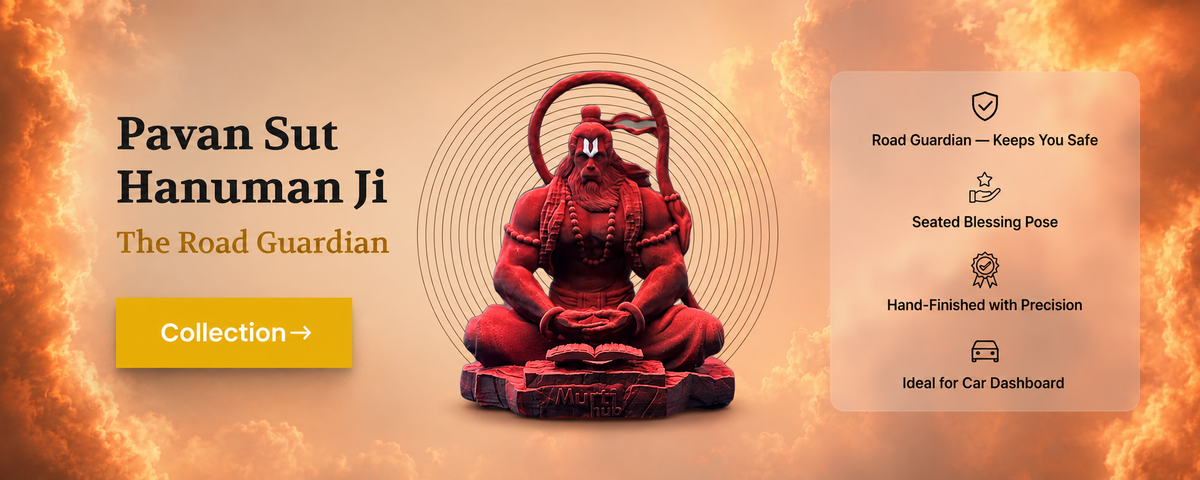 Pavan Sut Hanuman Ji idol for car dashboard with seated blessing pose