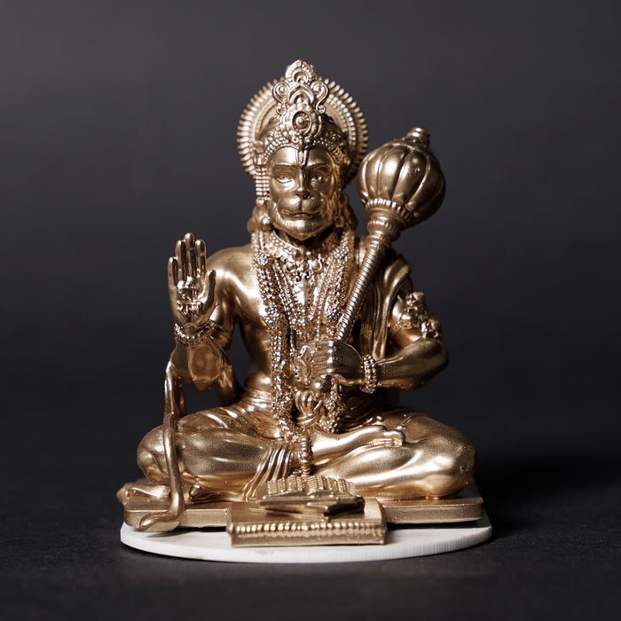 Lord Hanuman Ji - Seated Blessing Idol | Copper Gold Finish | Car Dashboard