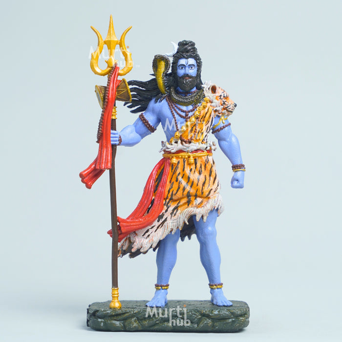 Shiva - The Protector | Exclusively Hand-Painted Standing Mahadev Idol | 12 cm