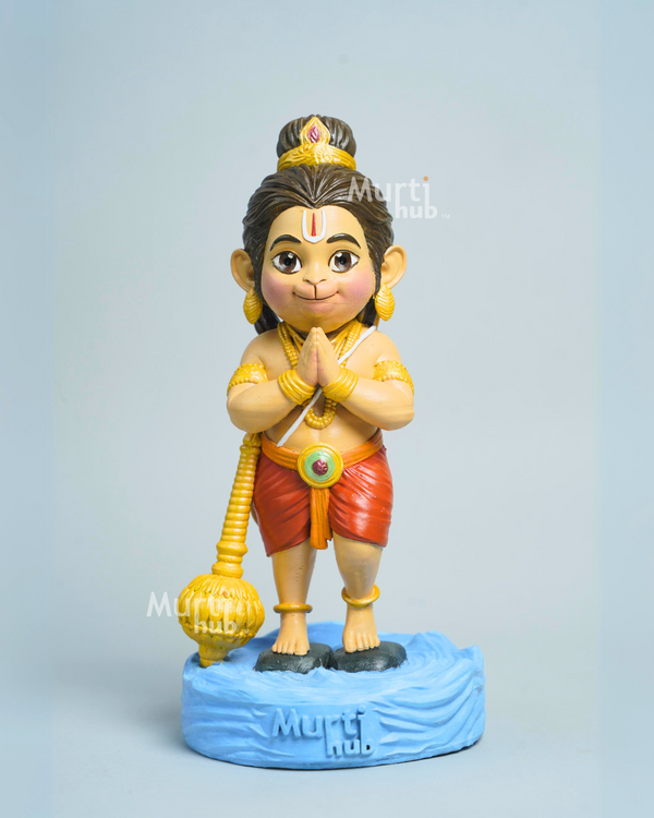 Baal Hanuman Idol - Ram Setu Delight Hand painted 8 cm