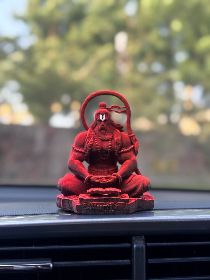 Pavan Sut Hanuman Ji - The Road Guardian | Matte Finish | Seated Blessing Idol for Car Dashboard
